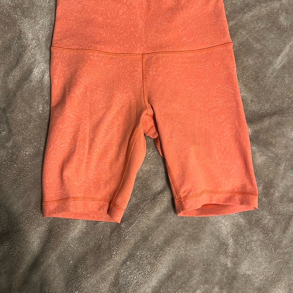 Orange High-Waisted Biker Shorts